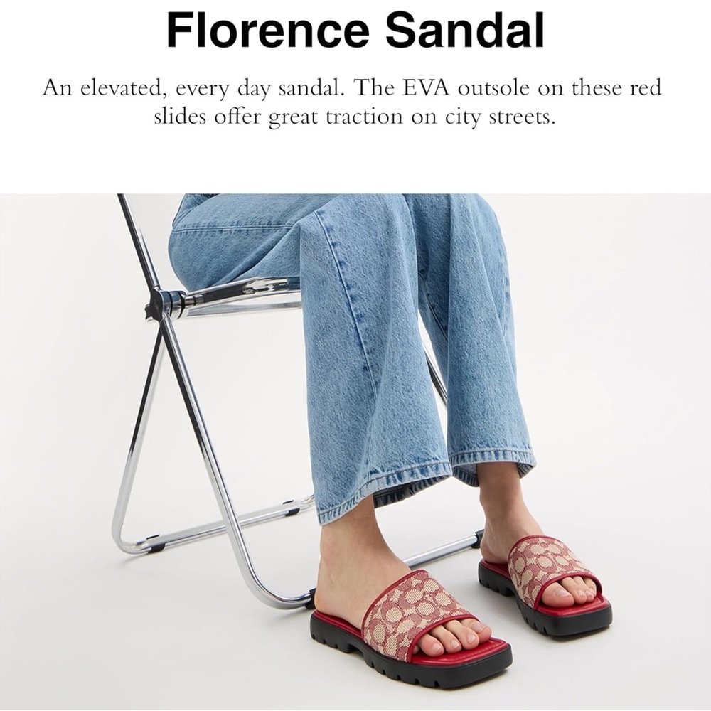 Coach Burgundy and Cream Women's Slide Sandals - Picture 3 of 8